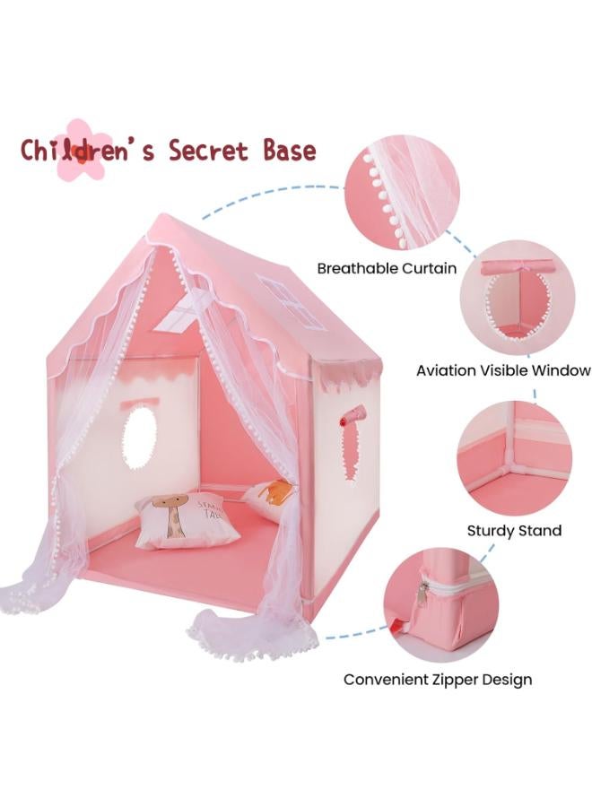 Kids Princess Castle Playhouse Tent – Foldable Indoor & Outdoor Play Tent (Pink) - Image 4